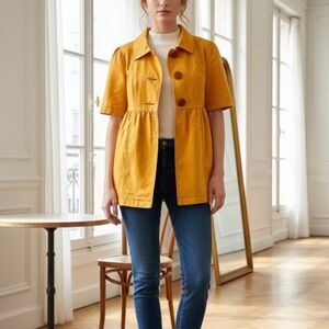 Tulle for Anthropologie Gold Peacoat Jacket